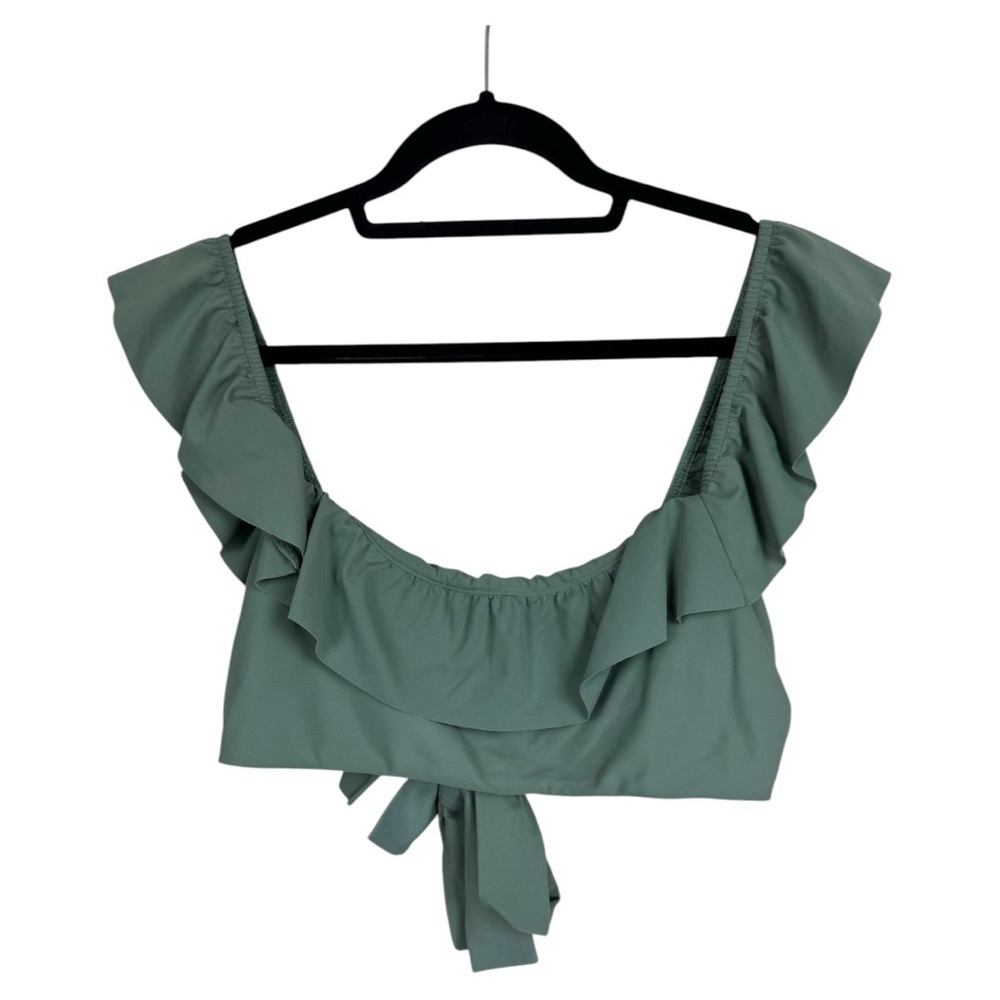 Reformation Myrtille Ruffle Bikini Top in Green sz XL